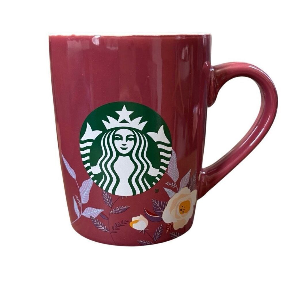 Starbucks Logo 2020 Mauve Floral Mermaid Siren Coffee Tea Mug Cup 10 Fl OZ